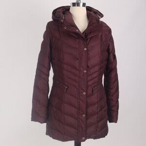 ❄️ Marc New York Burgundy Short Down Hooded Quilted Coat Jacket Parka Andrew Med